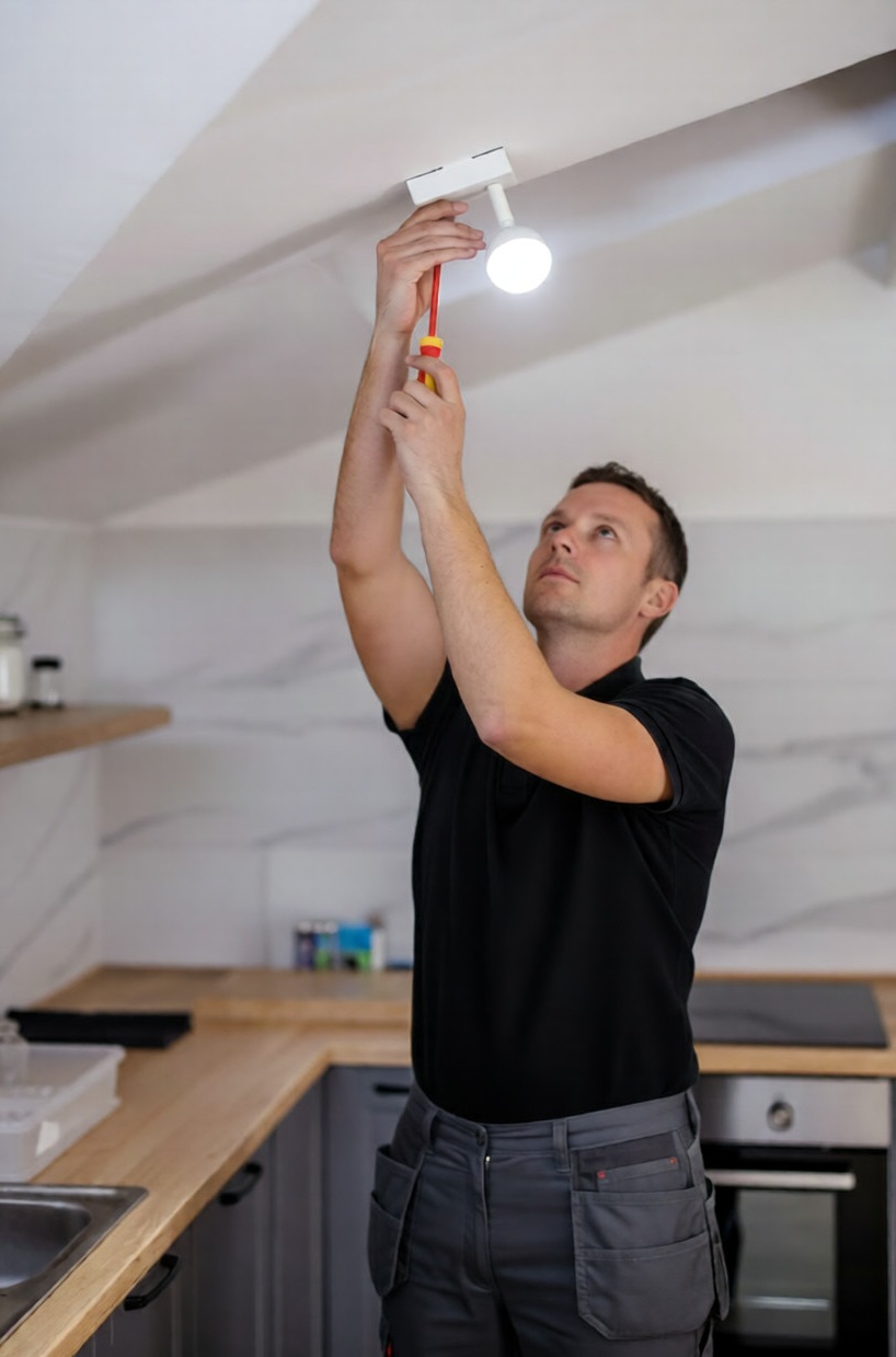 Electrician rewiring a fuse board